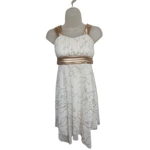 Speechless Party Dress Floral Glitter Sleeveless White Gold Size 12 Y2K  Vintage